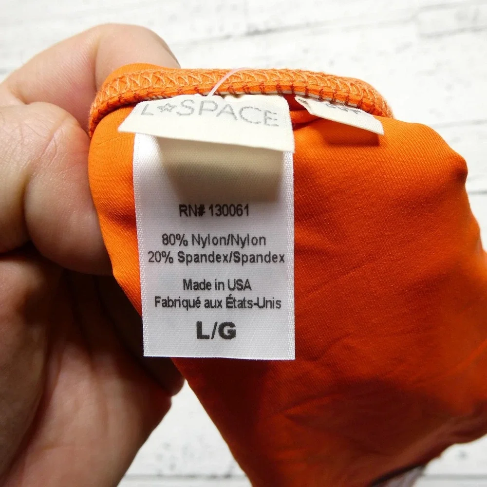 L‎ Space Rosemary Bikini Bottom Womens Large Orange Poppy Full Cut Swim USA